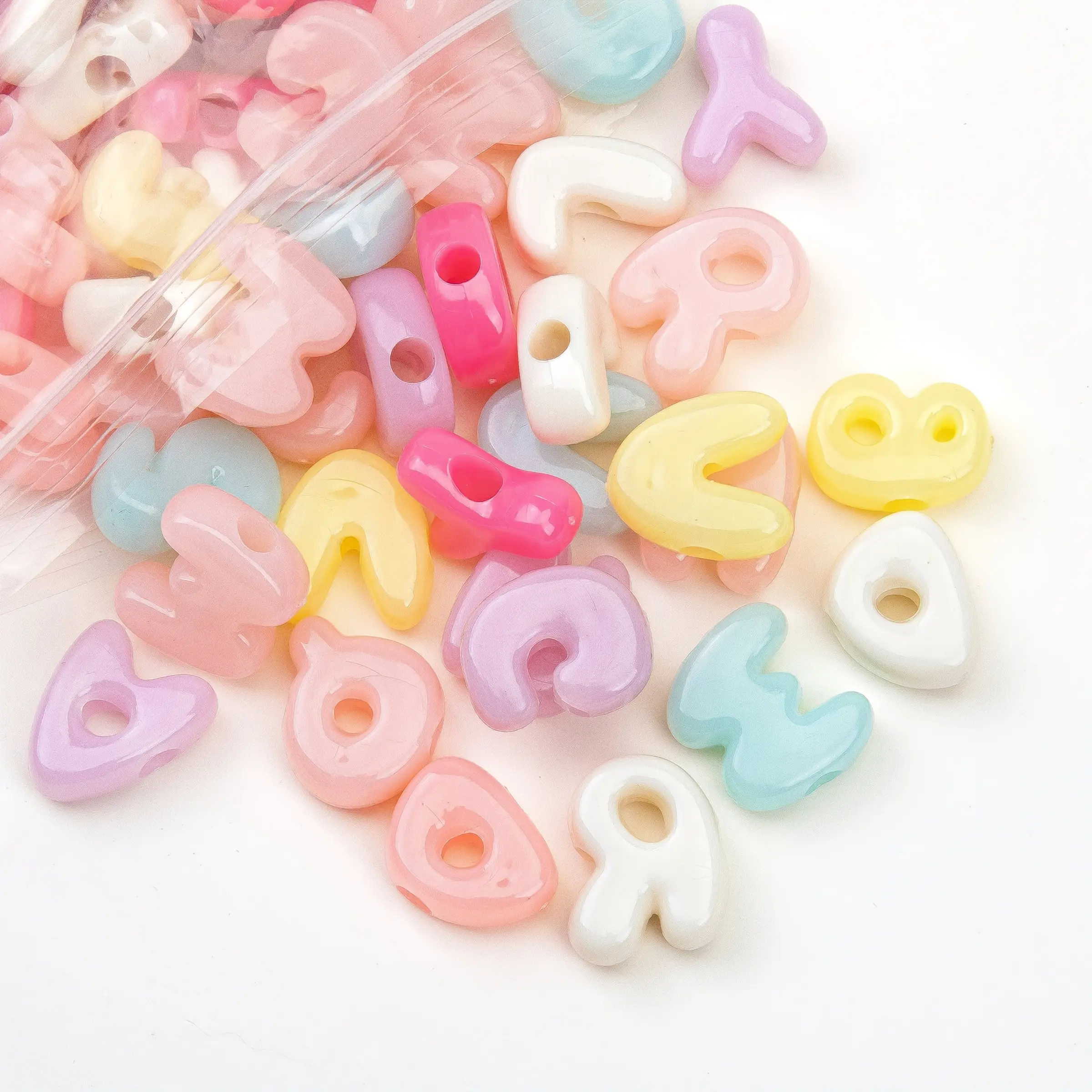 15.87 Oz Colorful 3D Acrylic Letter Beads, A-Z Alphabet Beads with 6mm Holes, Perfect for Necklaces, Unique Design Jewelry Supplies