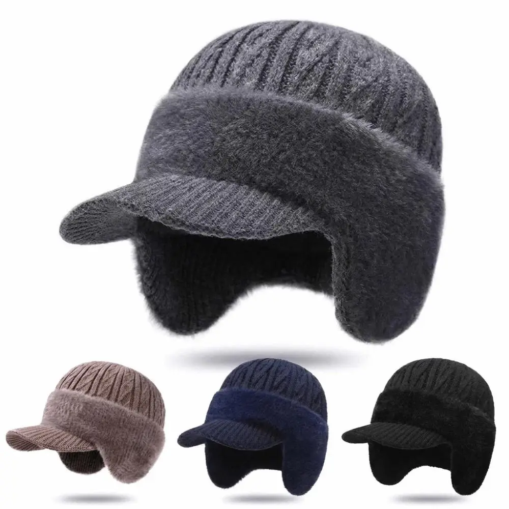 Cozy Fleece-Lined Thermal Winter Hat with Brim - Soft Knit Visor Beanie for Women and Men, Thick Coldproof Outdoor Ski Sports Cap, Windproof Thermal Headwear, Ideal for Outdoor Riding, Daily Commute & Holiday Gift