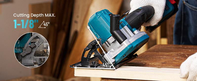 SeeSii Cordless Mini Circular Saw, 4-1/2" Electric Compact Circular Saw with 4.0Ah Battery, 5380RPM, 4 Saw Blades, Rip Guide, Max Cutting Depth 1-11/16"(90°), 1-1/8"(45°) for Wood, Plastic, Soft Metal CS410 #TikTokShopBlackFriday