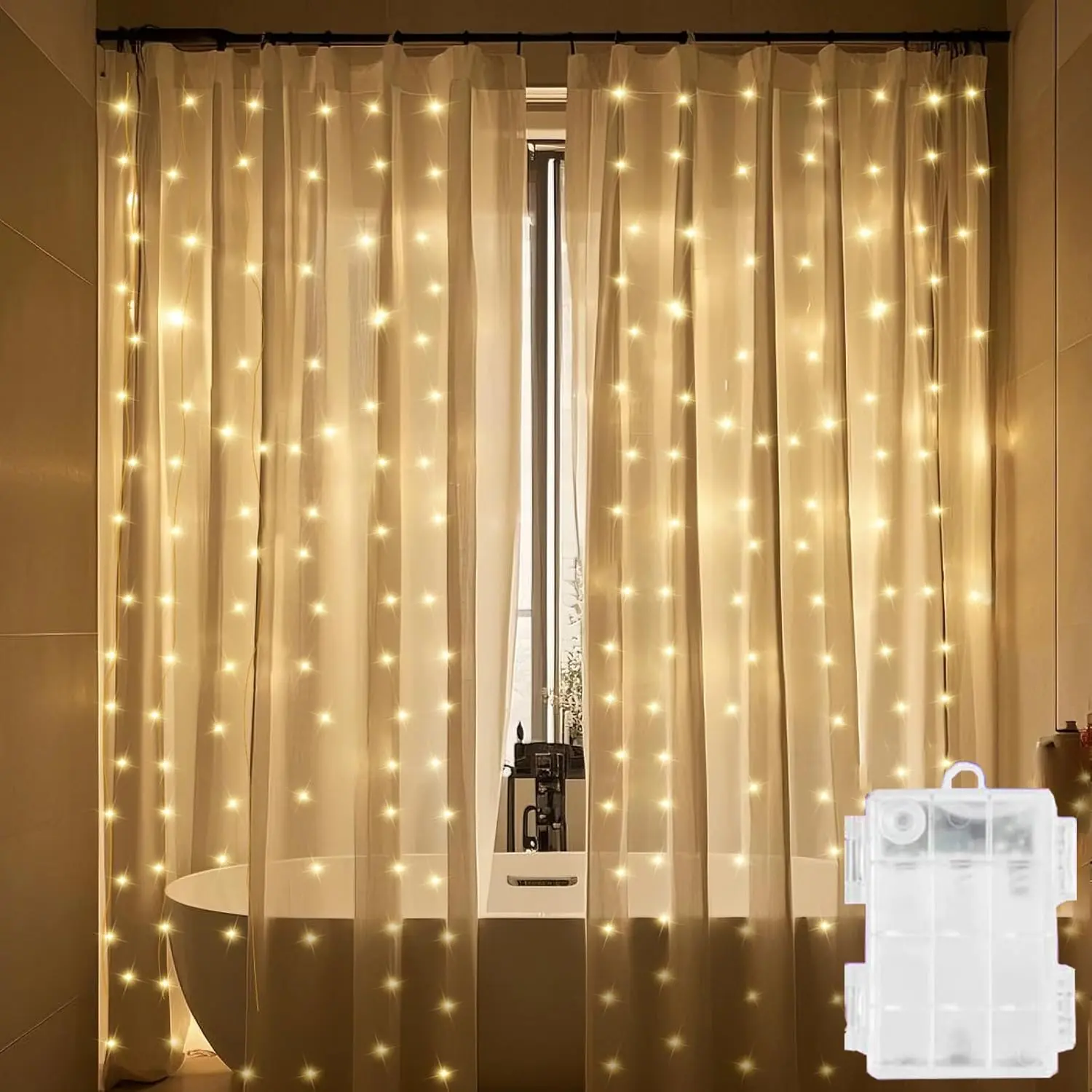 Curtain Shower Light, 72 x 72 Inches Battery Operated Waterproof Curtains Fairy Lights with 10 Hooks for Inside Shower, 180 LEDs Lighting Indoor Outdoor Decor (NO Curtain)fidget toys