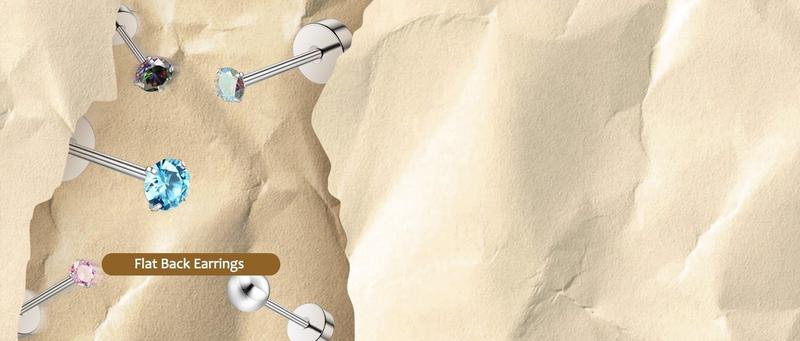 CASSIECA 12Pairs 20G Stainless Steel CZ Stud Earrings for Women Men Cartilage Helix Earrings Set Round Cubic Zirconia Screw Flat Back Stud Piercing