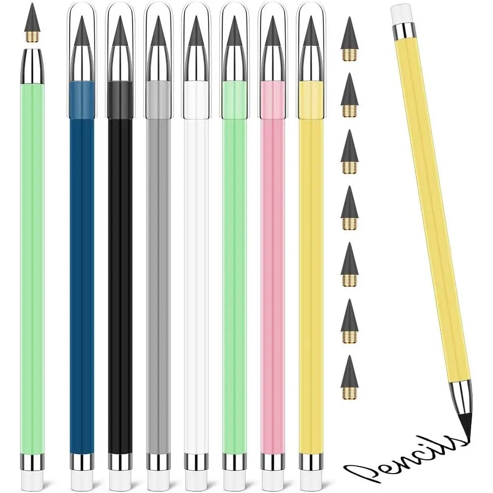 Infinity Inkless Pencil with 7 Replaceable Nibs and 7 Extra Eraser  Everlasting Pencil for Writing, Drawing, School,  Office