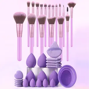 39-Piece Makeup Tool Set, Includes 18 Brushes, 10 Beauty Eggs, 10 Puffers, 1 Brush Cleaner, Soft Synthetic Bristles, Beginner-Friendly, Travel-Ready