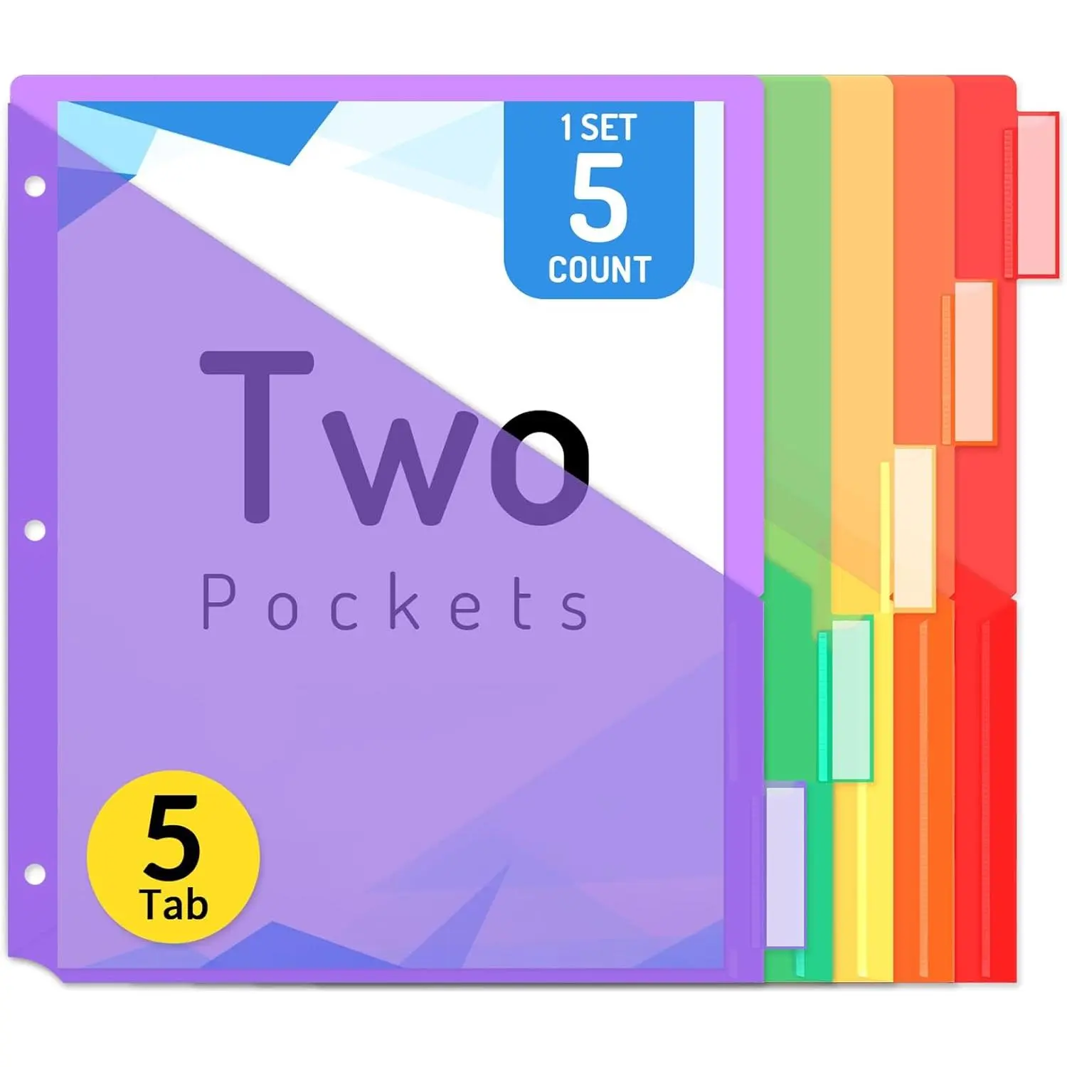 5 Count Dividers with Pockets, 5 Tabs Dividers for 3 Ring Binder | Binder with Pockets, Subject Divider with Pocket,  Notebook Divider with Pocket, , 1 Set