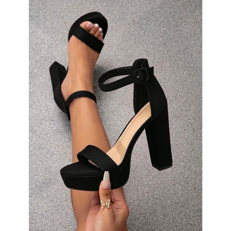 (New)High / Chunky Heel Waterproof Platform Open Toe Sandals With Ankle Strap