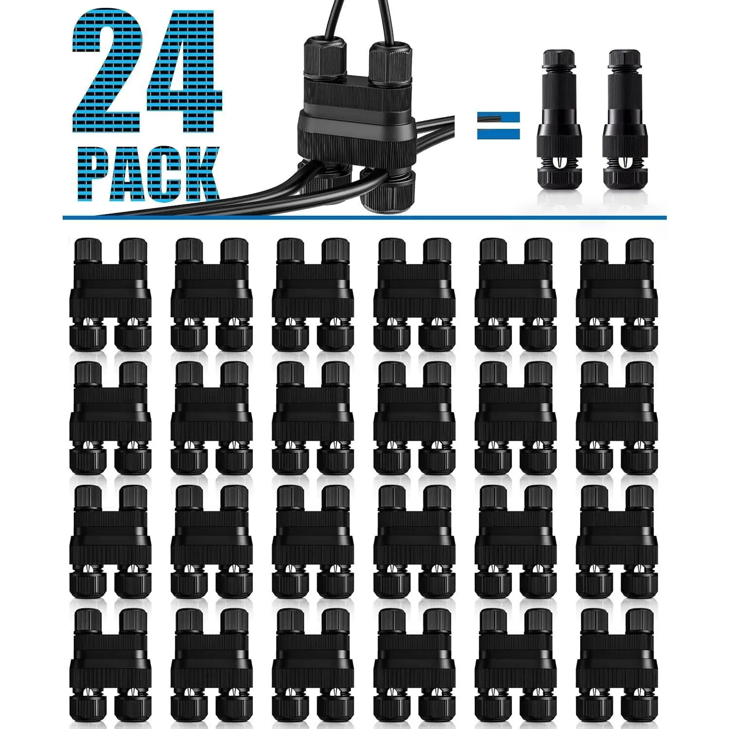 Waterproof 14-18 Gauge Low Voltage Wire Connectors 24 Pack for Outdoor Landscape Lighting Garden Yard Path Lights