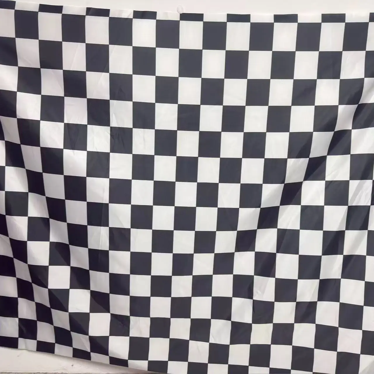 1PC, Black and white checkerboard polyester background fabric banner with classic racing flag style, suitable for birthdays, home decoration, outdoor and indoor parties, photography background fabric, Party Decoration Banner