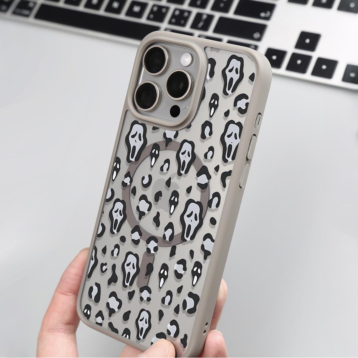 Scream Mask Clear Magnetic Phone Case , Support MagSafe Silicone Bumper Protective Cover For iPhone X 11 12 13 14 15 16 17 Pro Max Plus Air Girl Spooky Faces And Wild Patterns