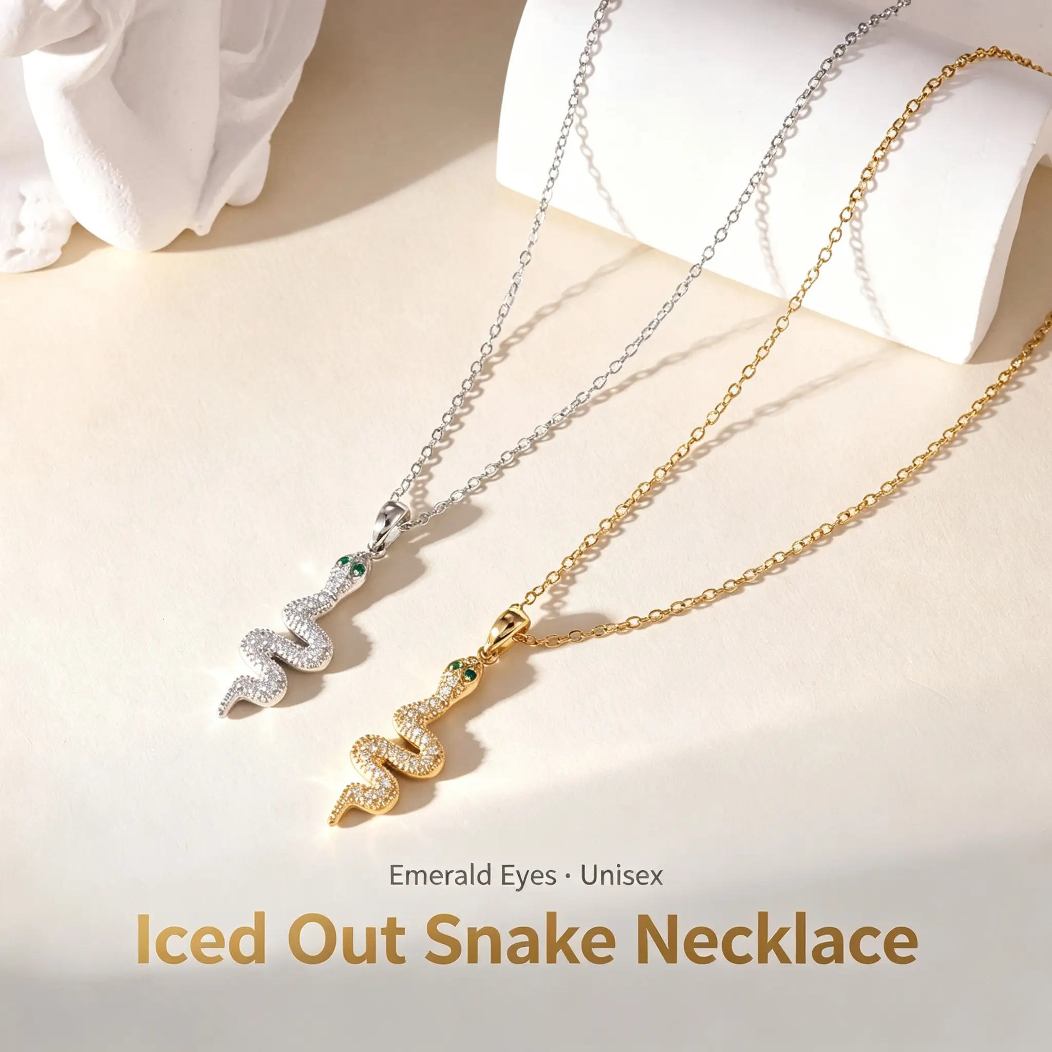 Titanium Steel Snake Necklace Women Iced Out Snake Pendant Necklace Rhinestone Chain Hip Hop Jewelry Trendy Luxury Fashion Accessories
