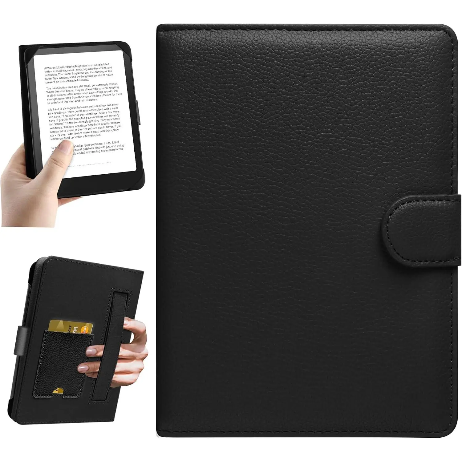 Case for 6.8-7'' Kindle eReader Compatible with Paperwhite/Pocketbook and Tolino/Kobo Clara 2E/Kobo Clara ,6.8" -7'' eReader Protective Cover with -in Card Slot,Black