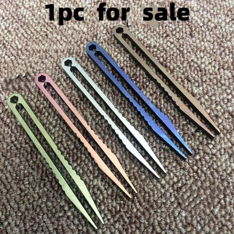 1 Piece Edc Mini Lightweight Tool, Titanium Alloy Tweezers, Flat Jaw Small Tweezers, Keychain Attachment, Anti-Static Tweezers