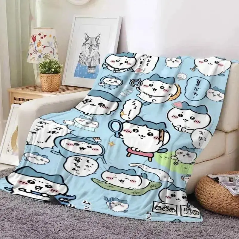 Kawaii Cute C-Chiikawa Hachiware Usagi Flannel Blanket - Premium Flannel Material Cartoon Anime Series Warm Nap Throw for Student Dormitory Bed Sofa Office Travel Camping Mother's Day Valentine's Day Birthday Cozy Vibes, Holiday Gift, Must-Have, Book Love