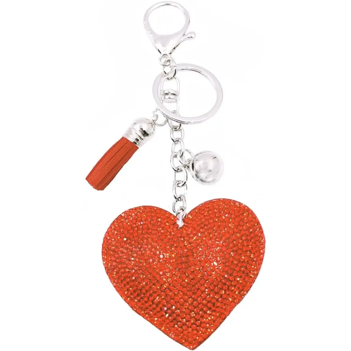 jtkdxqs Glitter Keychain Rhinestone Heart Shape Keychains Crystal Tassel Key Chain Cute Keyring for Women