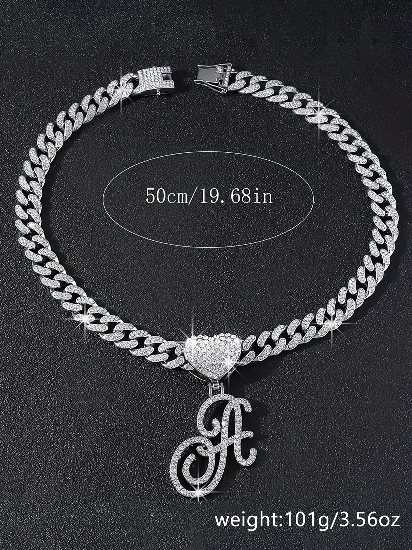 Rhinestone Decorated Letter Design Pendant Necklace, Fashion Jewelry for Party, Daily Clothing Decor, Trendy All-match & Exquisite Jewelry for Birthday Gift, Fashionable Rhinestone Decorated