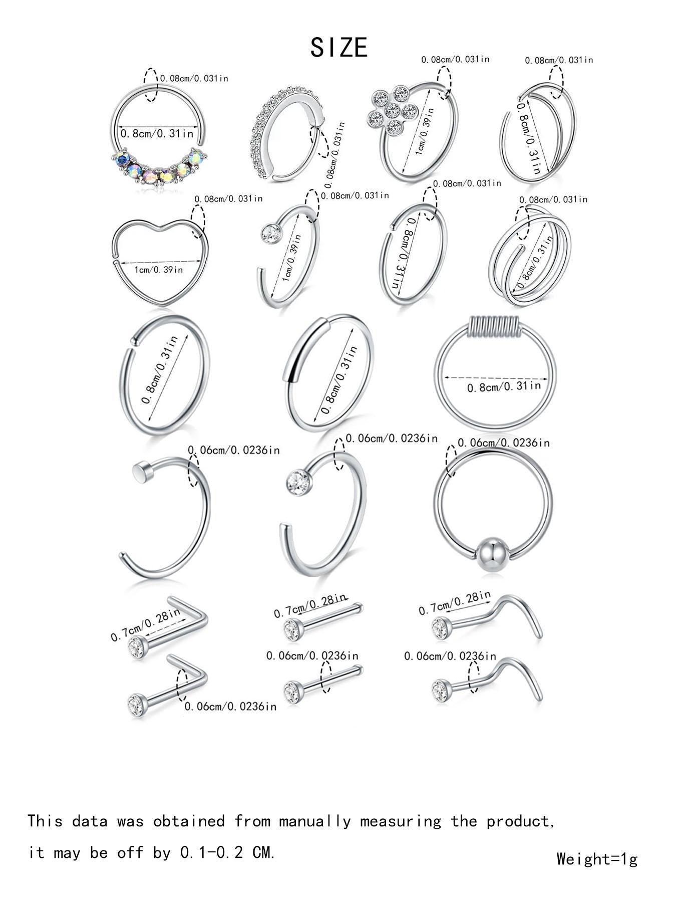 2024 New Rhinestone Inlaid Flower Decor Cute Nose Ring As Gift, Luxury Jewelry, Stainless Steel Heart Decor Body Nose Piercings Jewelry for Women & Men, Fashion Summer Jewelry for Party, Spiral Nose Ring, Nose Rings Hoops