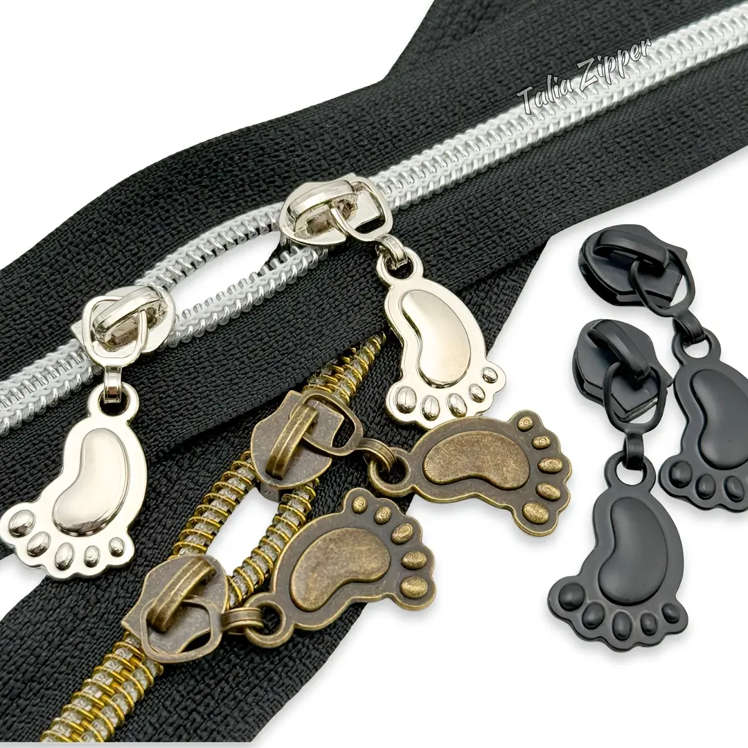 5pcs #5 Nylon Zipper Pulls, Zipper Slider Pull Tabs, Nylon Zipper Tape, Ideal for Sewing Garments, Bags, Shoes, Zipper Closures, Decoration, and DIY Wallet Making Kits