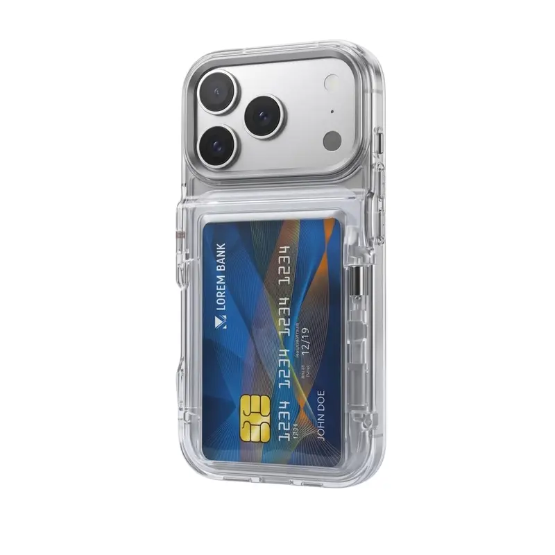 Transparent 3 In-1 Card Holder TPU Phone Case for iPhone 17/16/16 Plus/15/14/13/12/11 Pro Max Pro, Slim Soft Silicone, Shockproof Protection, DIY Photo Printing, Stylish Couple Smartphone Case