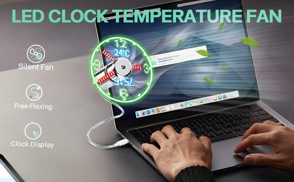 SUNDAY MIRTH P-BOF04    New USB Clock Fan with Real Time Clock and Temperature Display Function,Silver,1 Year Warranty