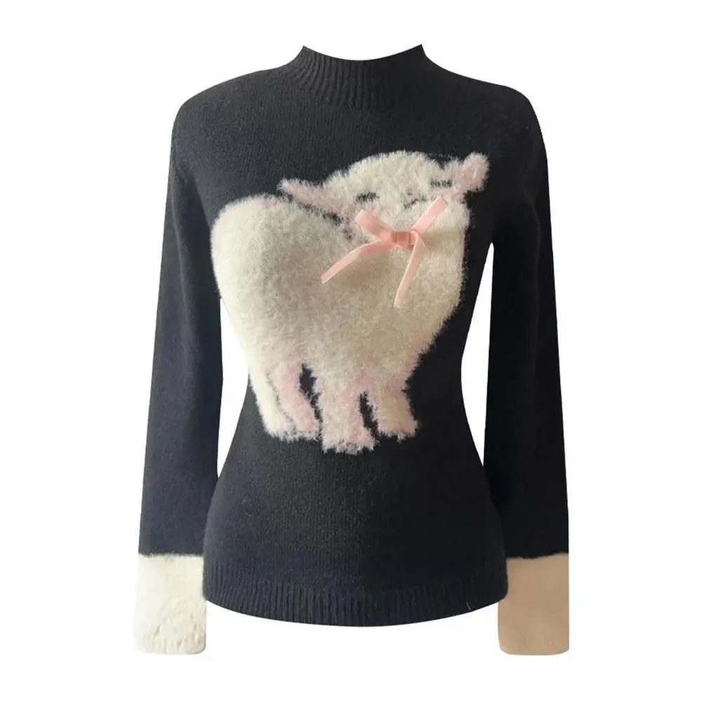 2000s Aesthetic Knitwears Vintage Jerseys Pullovers Autumn Winter Woman Cute Korean Kawaii Jumper Turtleneck Sweater