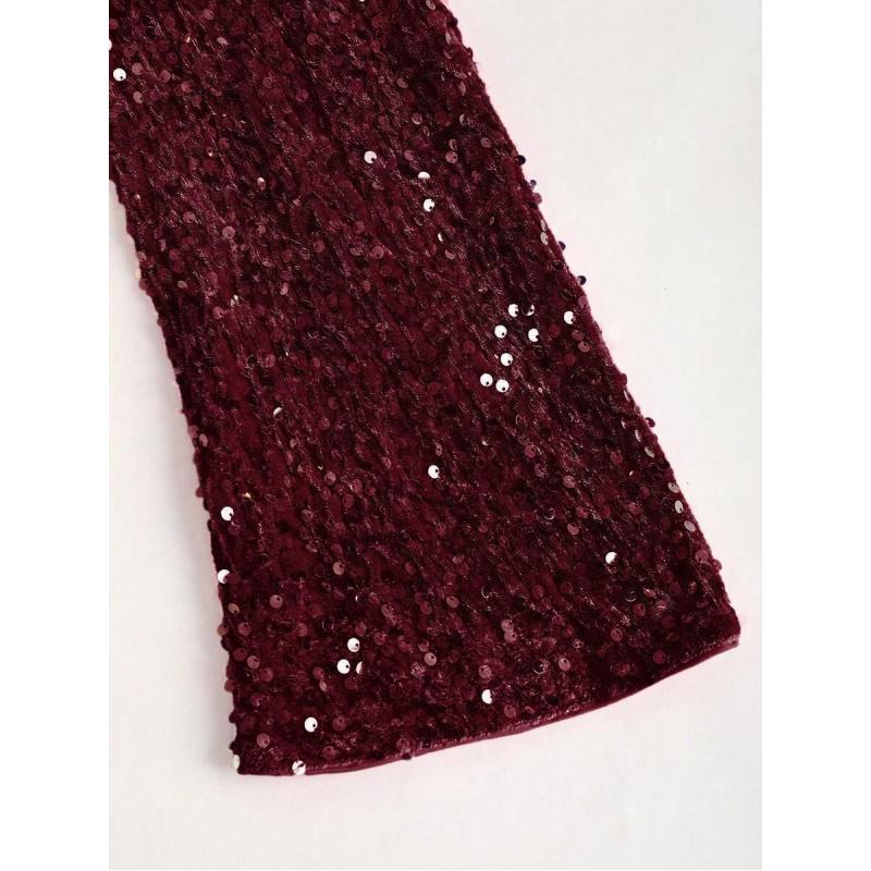 Women's Sequin Bodycon Dress Fall Winter Velvet Warm Long Sleeve Crew Neck Sexy Backless Glitter Slit Mini Dress,Backless, Contrast Sequin, Zipper,A Line