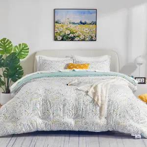 Full Size Comforter Set Duvet Insert, Down Alternative Reversible Comforter, Washable, Soft and Breathable Bedding  , Summer Meadow