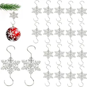 Snowflake Ornament Hook Hangers - Gold & Silver Snowflake Decorative Tree Hangers (20PCS)