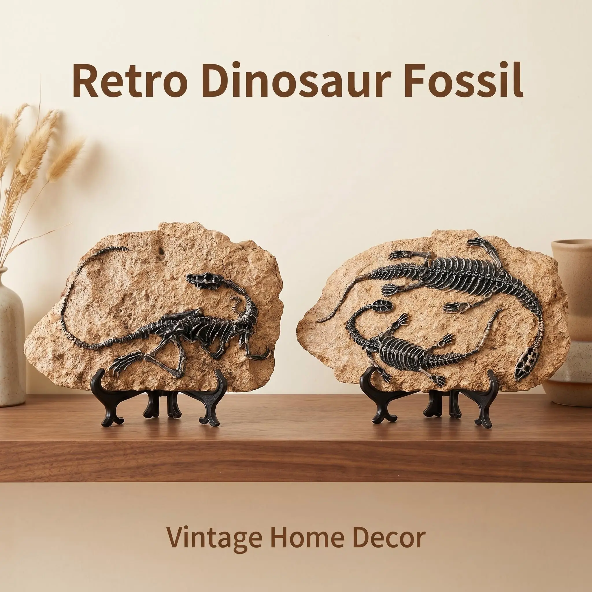 Vintage Dinosaur Fossil Resin Statue, Realistic Prehistoric Skeleton Table Display Ornament, Modern Showroom Decor For Curio Cabinet & Home Cupboard, Ideal Housewarming Birthday