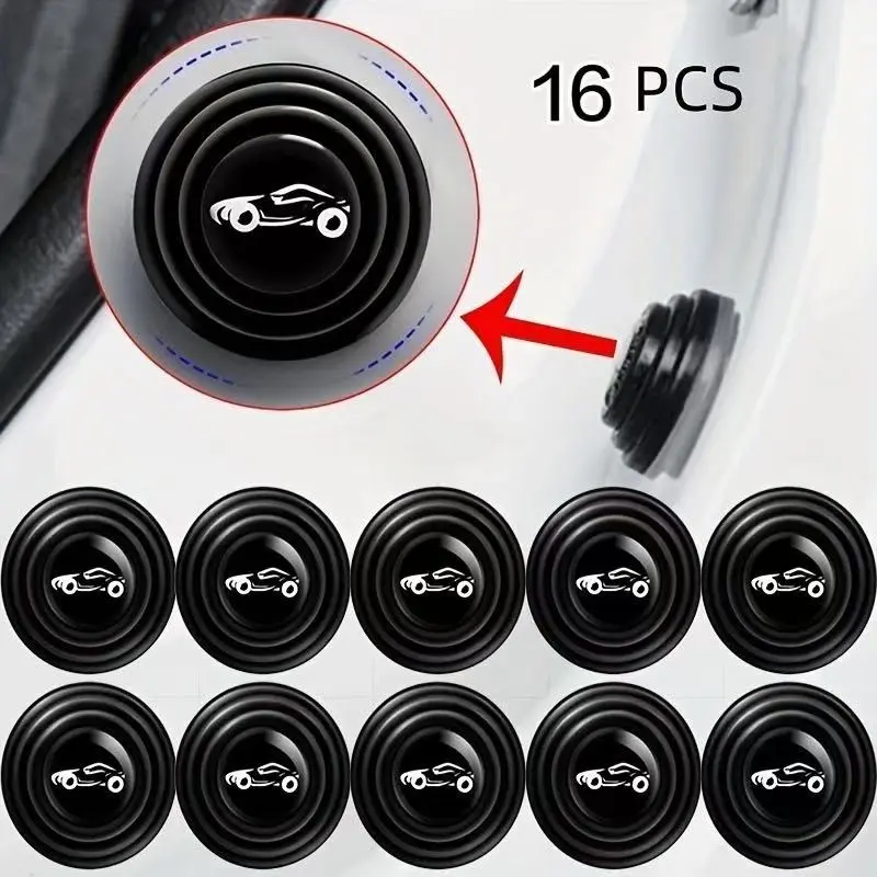 16pcs Car Door Shock Absorber, Silicone Door Shock Pads, Sound Insulation, Anti-Collision Buffer Stickers, Universal Auto Door Guard