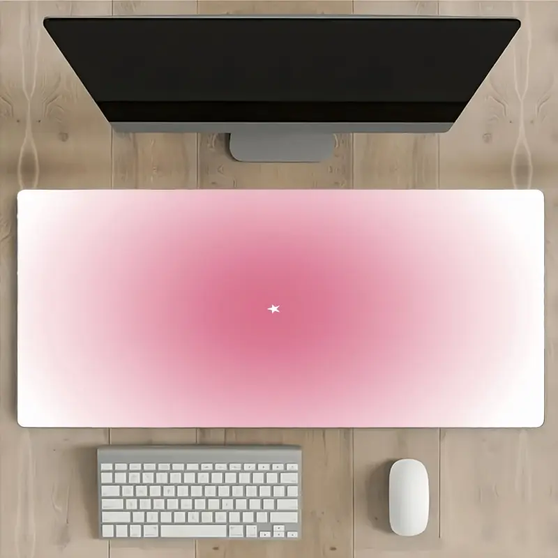 1 pink and white gradient keyboard pad, desktop pad, computer mouse pad, desktop keyboard pad, large mouse pad, mouse pad and writing pad, suitable for laptops/desktop computers