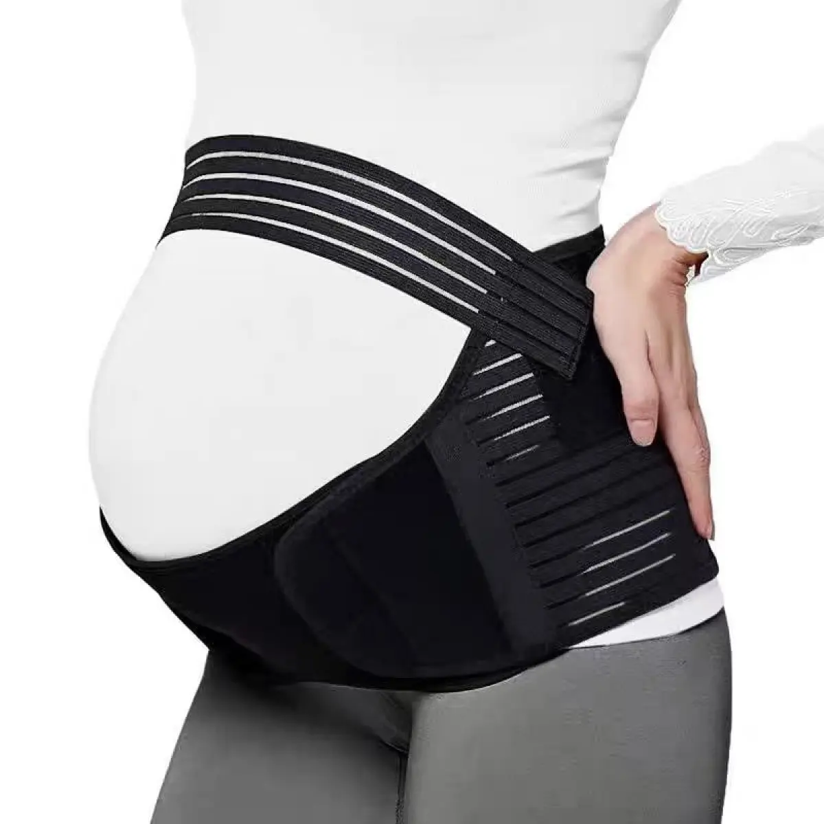 Pregnancy Belly Support Band for Moms-to-Be, Adjustable Maternity Belt for Back & Pelvic Pain Relief, Essential Pregnancy Comfort Belt for Every Trimester, Black