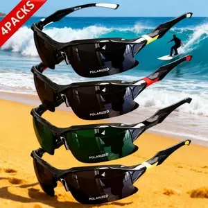 4-Pair Men's Polarized Sports Sunglasses Lightweight Windproof for Cycling Running Fishing Unisex Protection