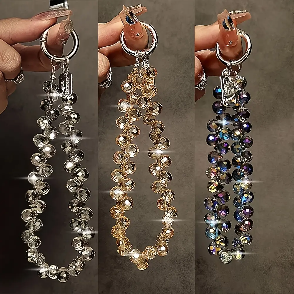 Stylish colorful beaded keychains, backpack and car keychain pendants, luxurious and suitable for daily commuting, Crystal Keychain