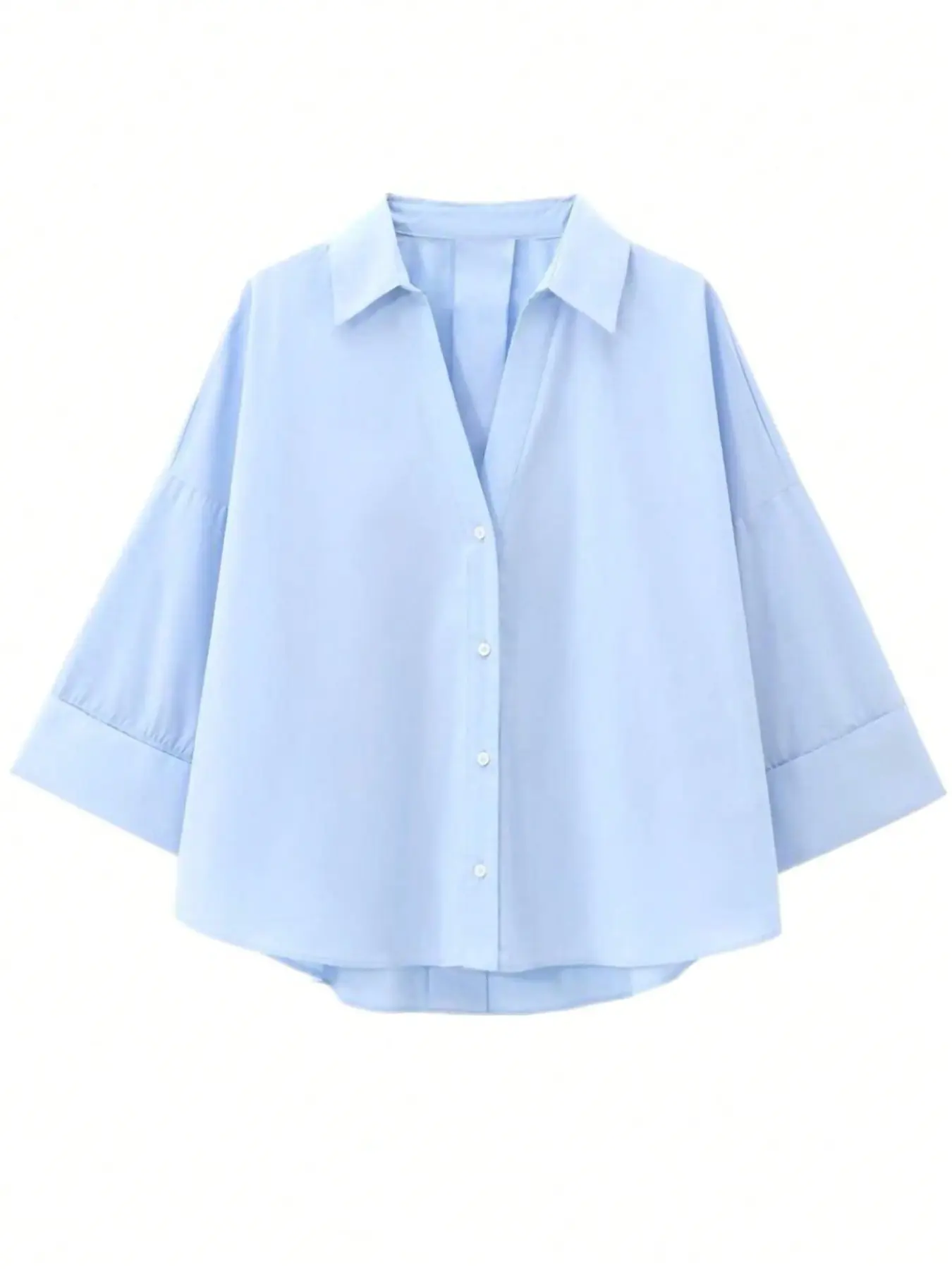 Women's New Spring Summer Fashion V-Neck Lapel Casual Top, Versatile Stylish Long Sleeve Shirt, All Seasons Loose-Fit Blouse