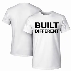 Men’s 100% Cotton Relaxed Fit Loose BUILT DIFFERENT Graphic Print Tshirt, Casual Short Sleeve Crew Neck Menswear Tee, Soft Breathable Fabric Streetwear Top for Daily Wear, Summer Activities