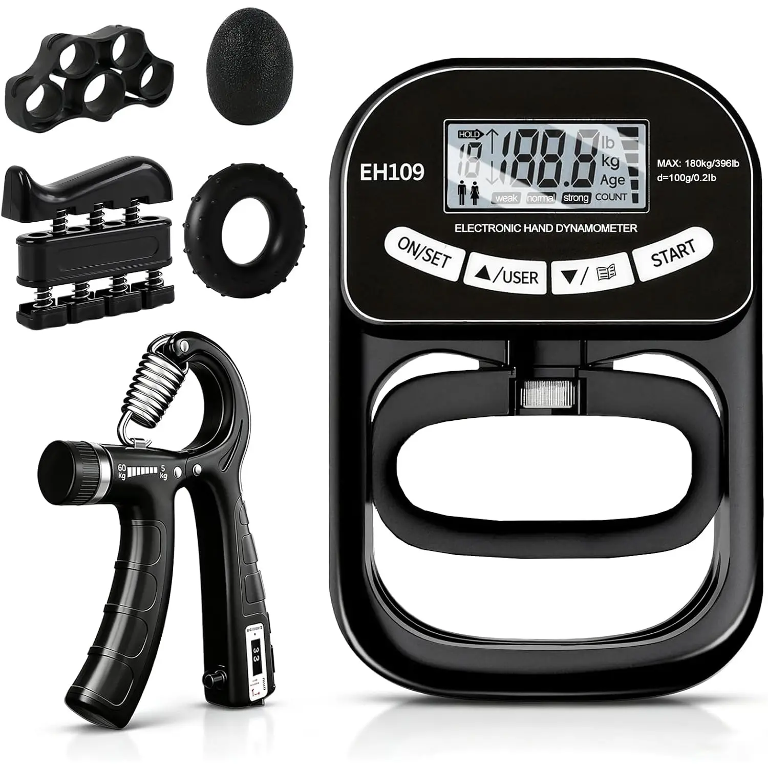 Grip Strength Tester Trainer Electronic Hand Dynamometer of 396lbs/180kg