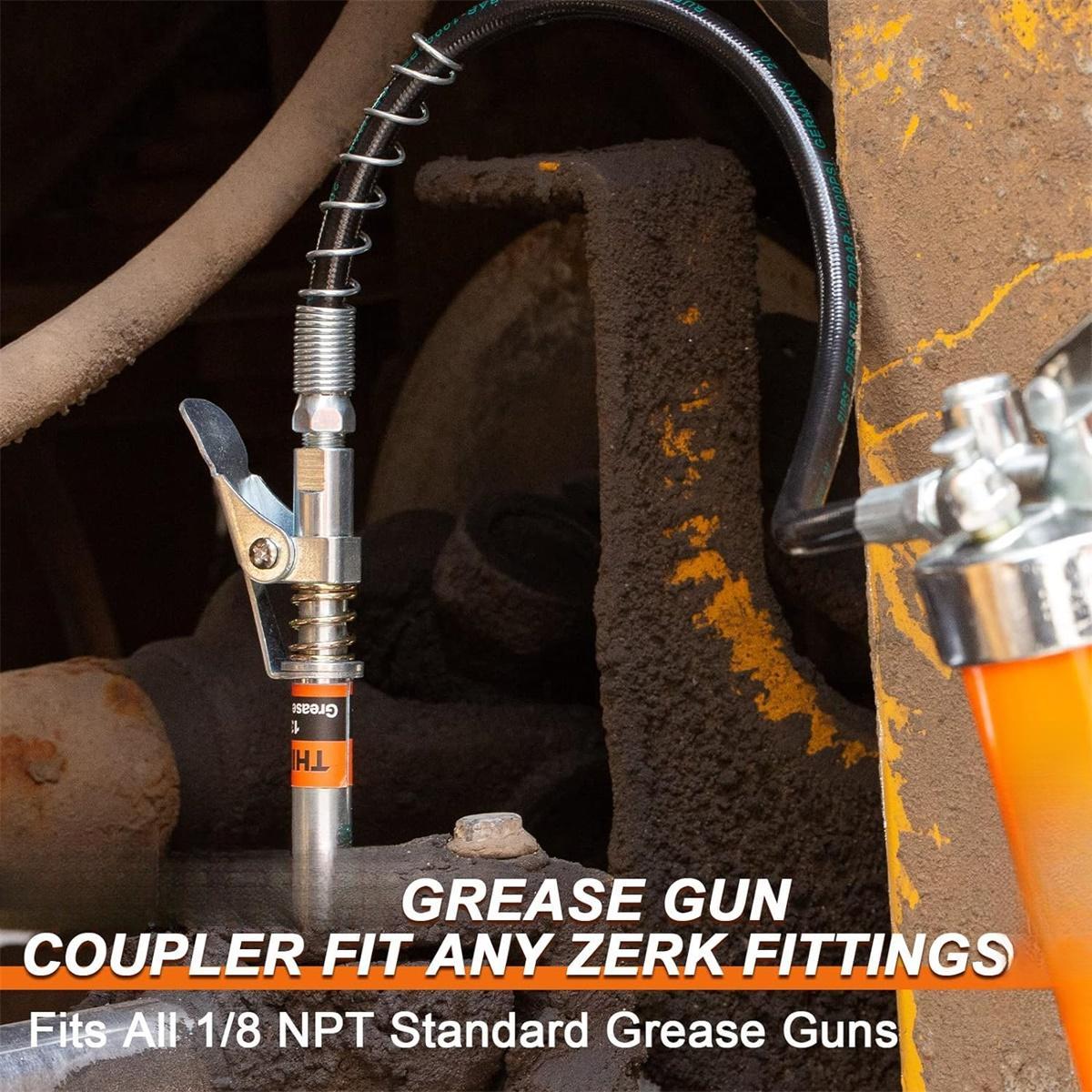 12000 PSI Quick Release Grease Machine Coupler Set Car Repair Tool Automotive Maintenance Tools with 90 °     Grease Coupler Adaptor for Tight Spaces