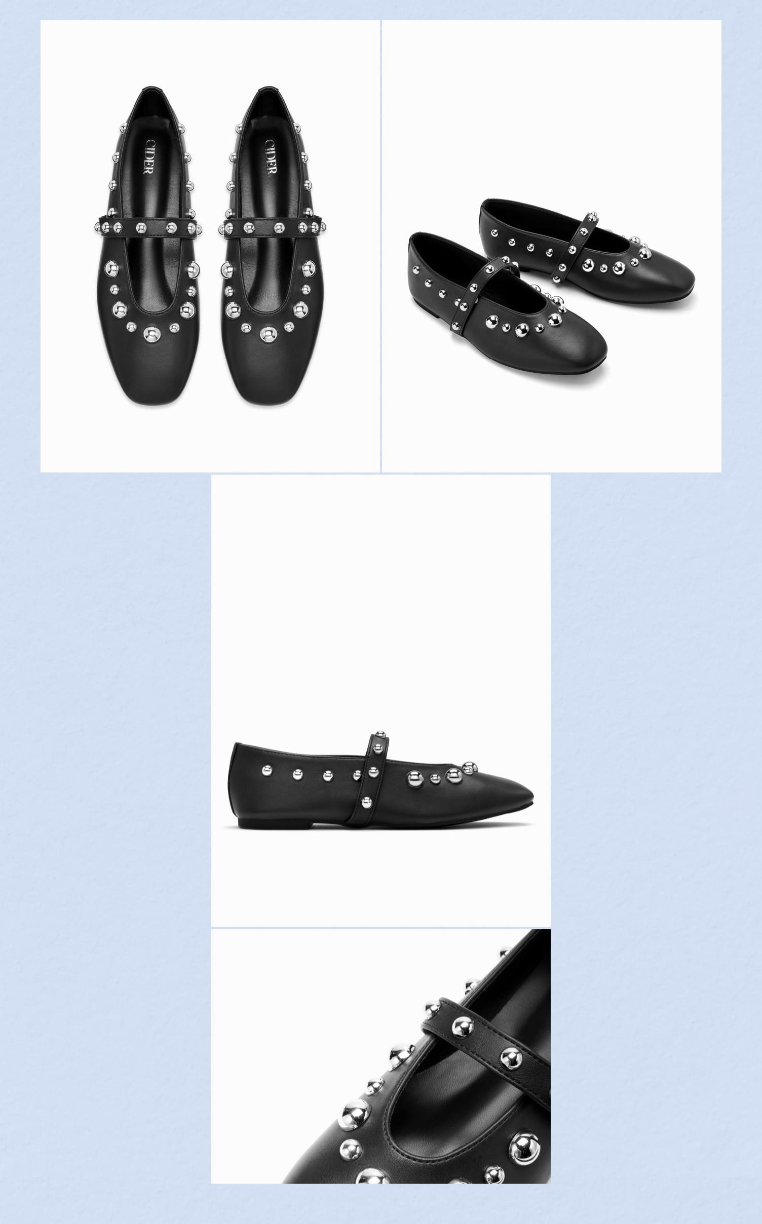 Cider SQUARE TOE STUDDED FLATS