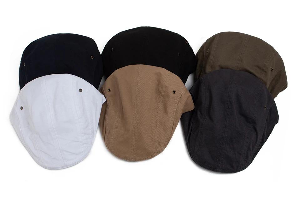 New Fashion Flat Caps Men Vintage Beret Casual Women Newsboy Cap Single Layer Cotton Cloth Visor Hats Ladies Elastic Head Circum