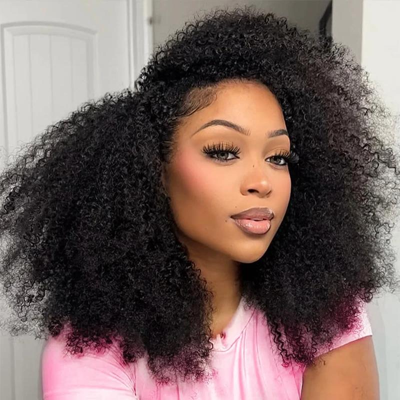 [Ready to Wear Half Wig] With Drawstring Human Natural Hair Deep Wave Invisible Hairline No Lace Glueless Install 3 IN 1 Seamless Flip Over Half Up and Down Wig Beginner Friendly Wigs Curly Hair for Women