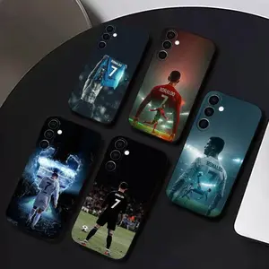 R-Ronaldo Football Smartphone Case, Soft Black Cover for Samsung Galaxy A14 A15 A16 A35 S24 S25 S26 S21 S22 S23 Ultra Plus FE & Other Handheld Cellphone Devices, Mobile Accessories