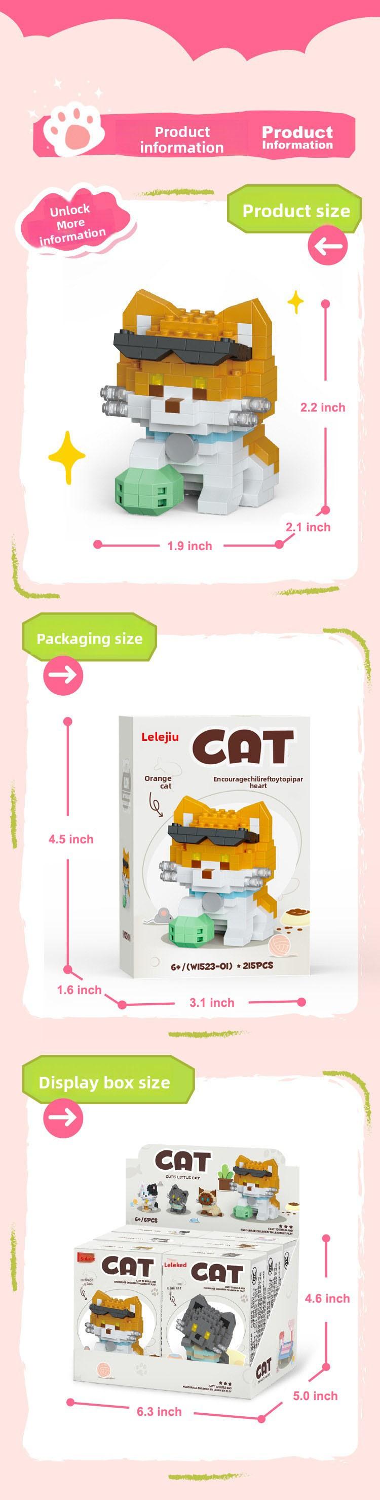 Cute Mini Particle Cat & Dog Building Blocks, Fun for Kids & Adults, Decor & Gift Idea, Perfect Time Killer,6PCS Cartoon Cat & Dog Pet Figures Building Blocks Set,Cute Cat Dog Micro Building Blocks Animal Model Kit for Kids Adults