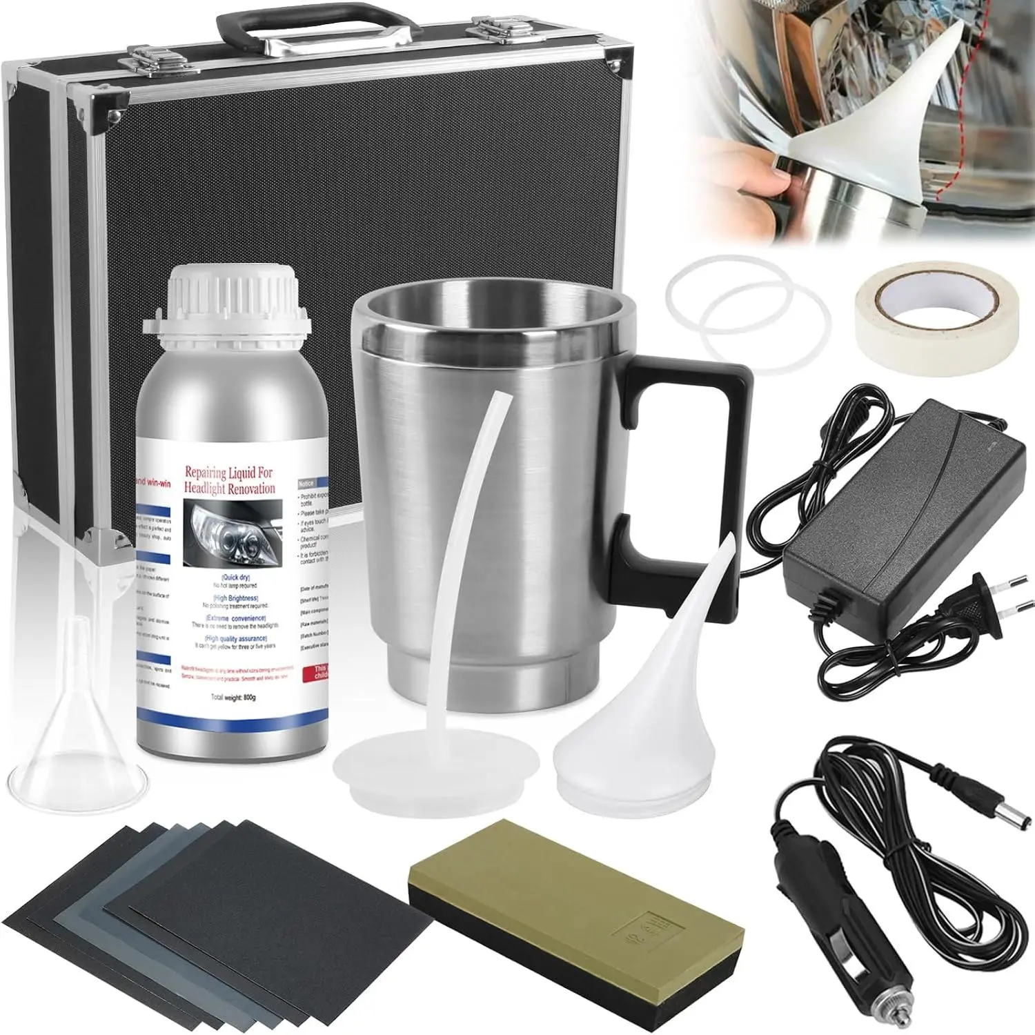Headlight Restoration Kit — 800g  Headlight Repair Kit,  Headlight Lens Polish Kit for Yellowing, Haze, Oxidation & , Atomizing Cup Included