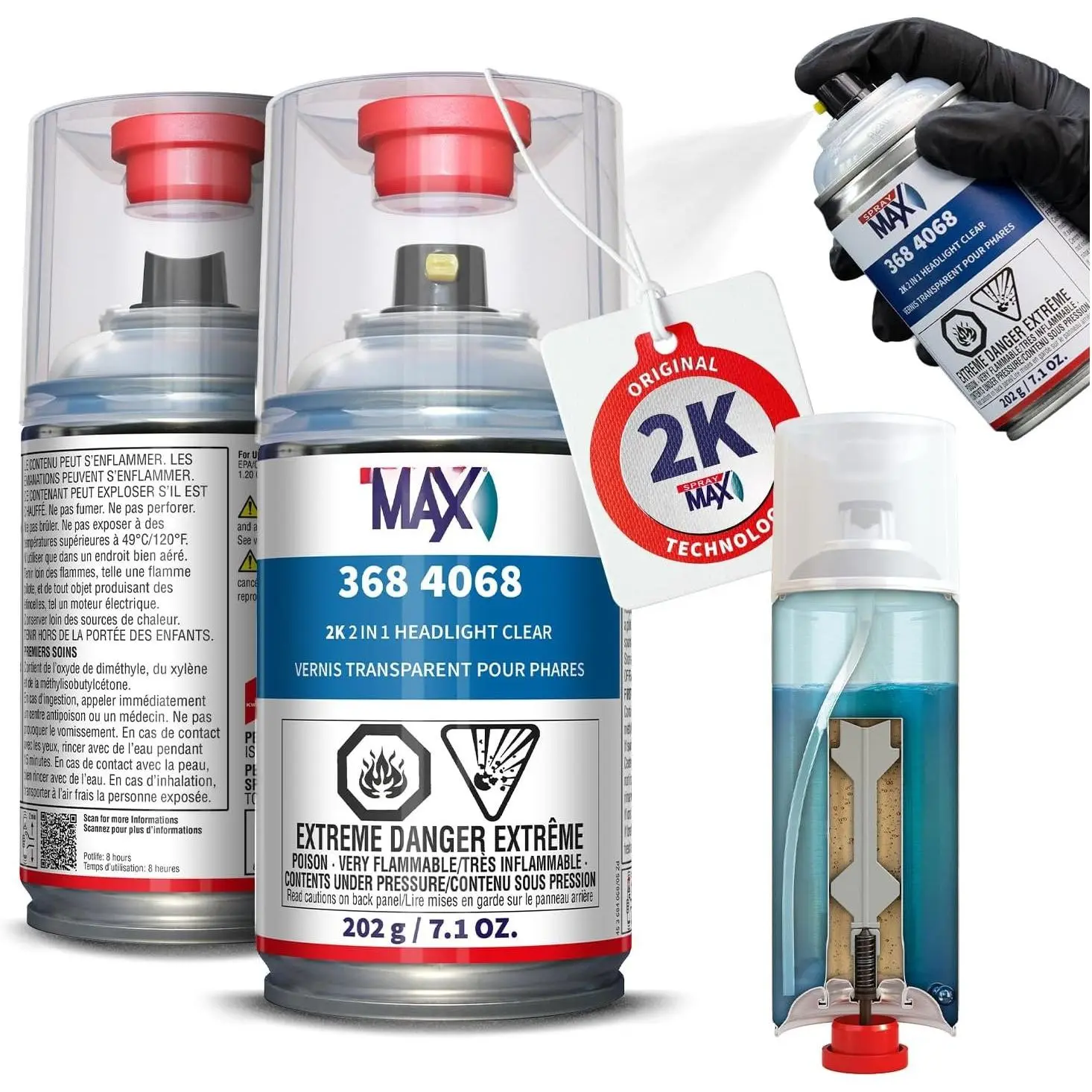 2in1 Headlight Clear Coat | Professional Headlight Restoration  & UV Coating Protection | Fixes , Yellowing & Foggy Headlights |  Clear & Durable Finish | 7.1 oz