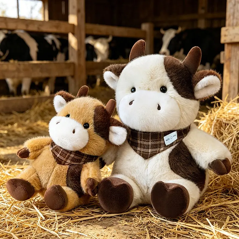 Cute Cow Plush Toy, Soft Plush Scarf Mini Bull Plush Doll, New Cartoon Cow Plush Pillow, Sleep Companion, Decorative Item