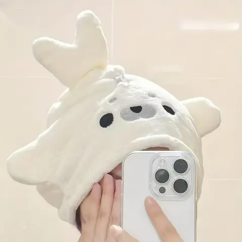 Women's 2pcs Coral Fleece Cute Cat Face Hair & Hand Towel Set - Adults, Animals Themed, Quick Dry, Soft, Water Absorbent, Portable, Synthetic, Sports & Outdoor Bathroom Essential