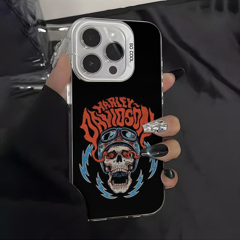 Harley - D Pattern Case For Iphone 17 Pro Max 17 Air 16 / 15 / 14 / 13 / 12 / 11 Pro Max Xr Xs E Plus Retro High - End Shockproof Drop Screen Protection Cute Durable Pc Smartphone Cover
