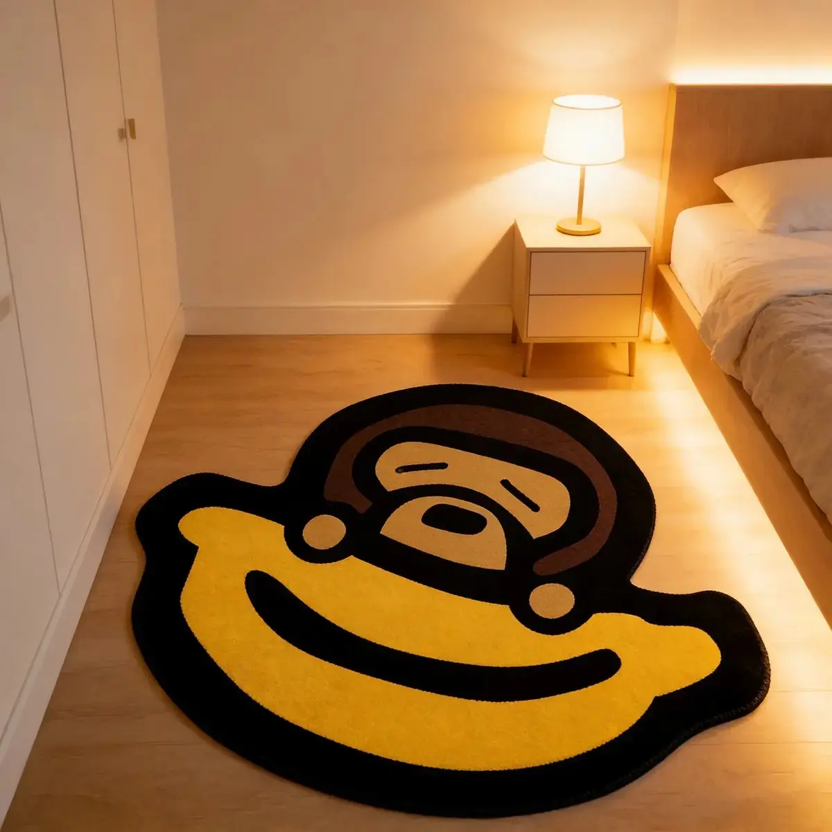 Cartoon Banana Monkey Pattern Rug, Irregular Shape Living Room Bedroom Mat, Trendy Decorative Carpet, Fun Game Room Floor Mat, Perfect Holiday Gift, Decorative Area Rug, Animal Pattern Rug, Irregular Design Rug, Home Decorative Rug, Indoor Area Rugs