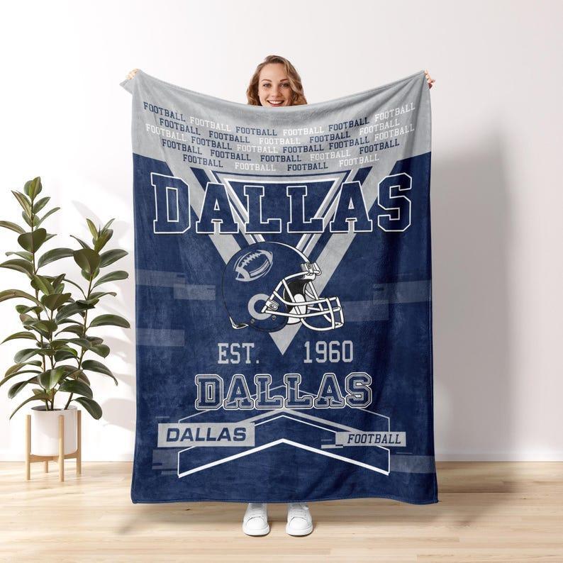 Dallas Football Vintage Style Personalized Blanket, Dallas Football Blanket, Cowboy Blanket, Dallas Blanket, Dallas Fans Gift280gsm