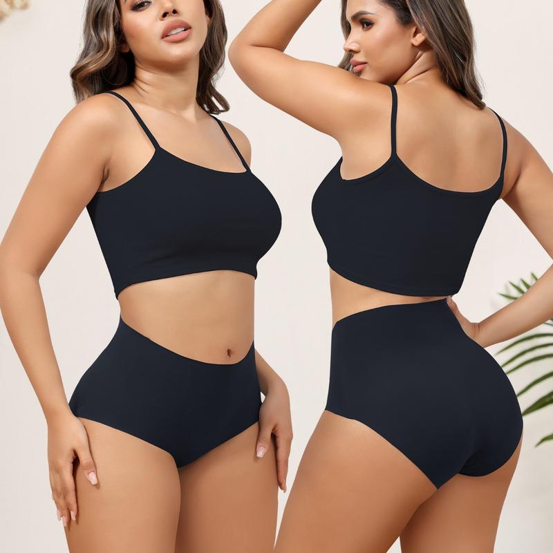 LEVAO High Waisted Seamless Underwear for Women No Show Full Coverage Briefs Stretchy Invisible Panties Pack of 6