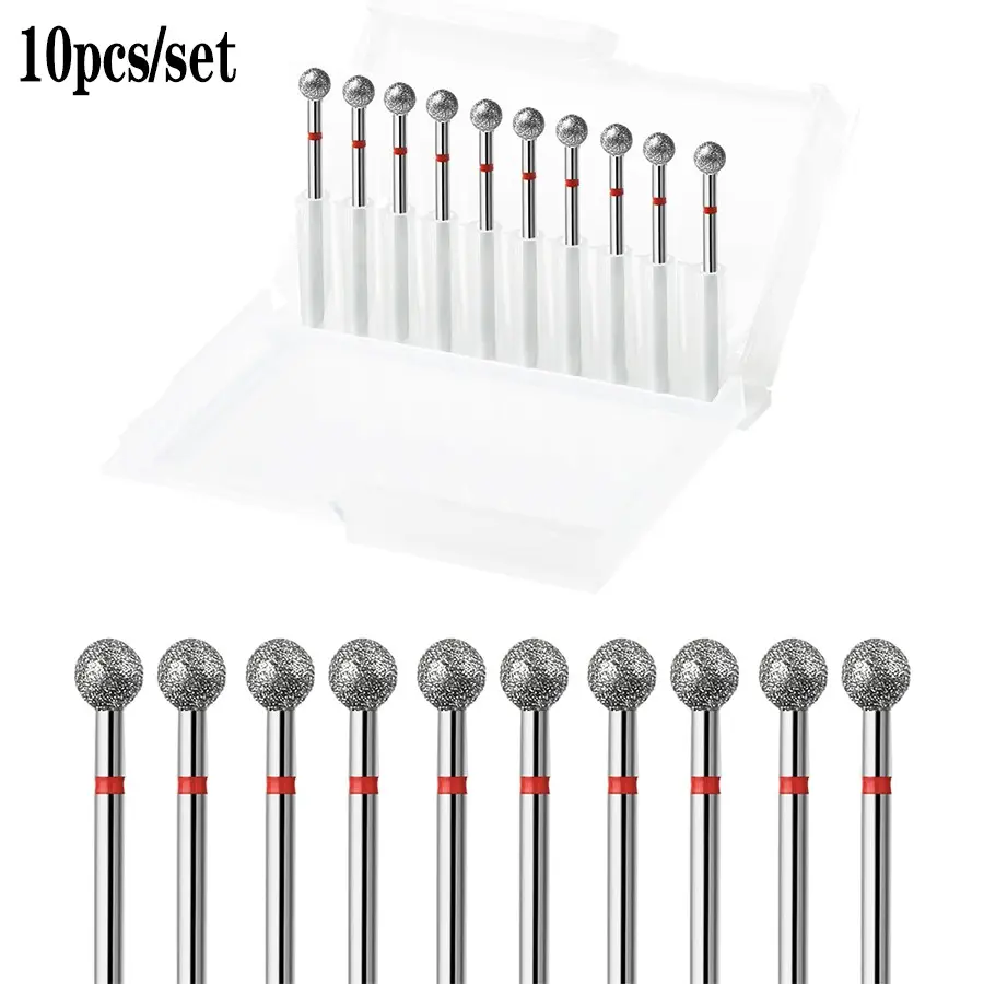 10pcs Ball Cuticle Drill Bits, Carbide Diamond Nail Bits for Dead Skin Removal, Nail Cuticle Remover & Nail Shaping, 3/32'' Two Way Rotate, Professional Manicure Pedicure Salon Tools, Nail Care Products, Nail Supplies